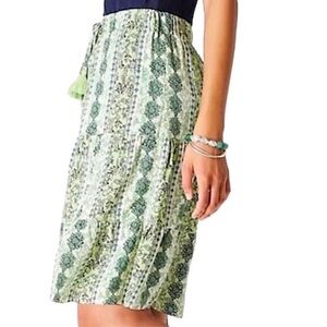 J. Jill Green Floral Tiered Riviera Skirt Medium